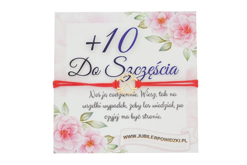 Bransoletka sznurkowa złota koniczynka na szczęście.jpg