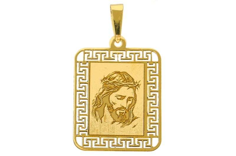 zawieszka złoty medalik jezus w koronie.jpg