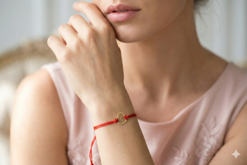 Znak nieskończoności w sercu Złota Bransoletka sznurkowa.png