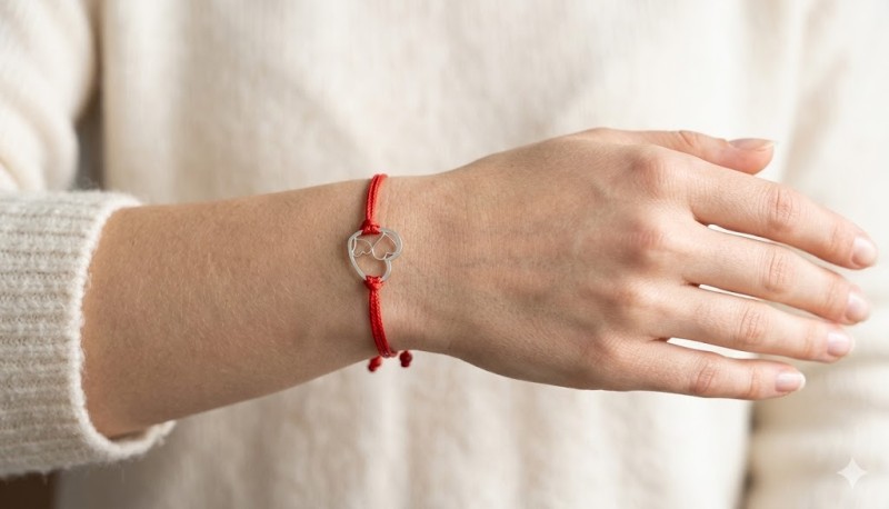 srebrna bransoletka serca na dłoni kobiety.jpg