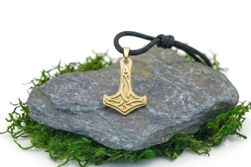 Naszyjnik Zawieszka Złoty Młot Thora Mjolnir