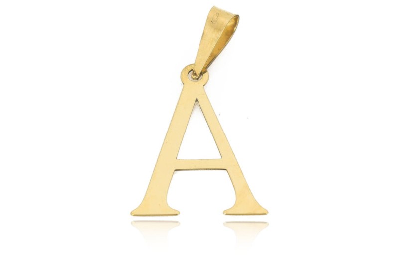 Złota zawieszka Literka Alfabetu A .jpg