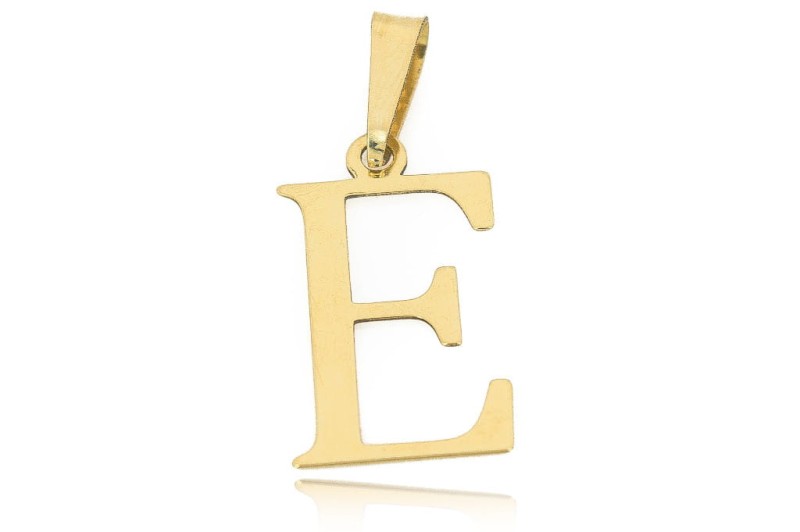 Zawieszka złota Litera Alfabetu E.jpg