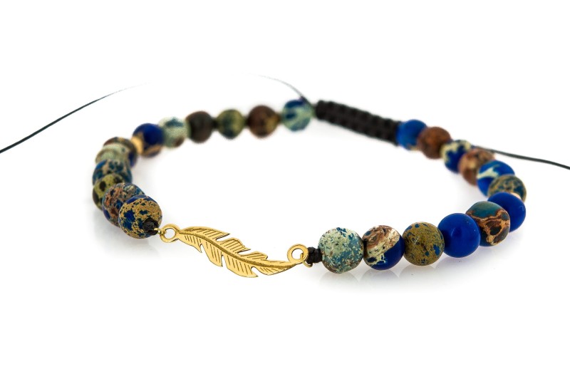 Bransoletka na rękę z kamieniami i złotem .jpg