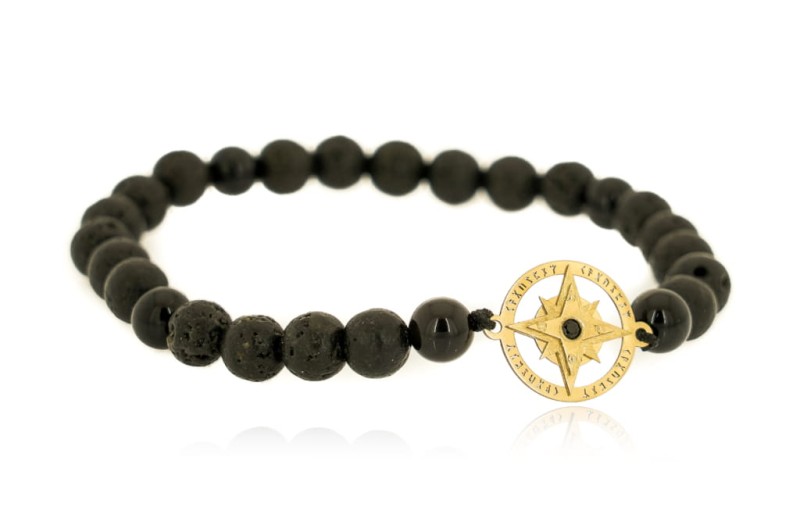 bransoletka męska złoty kompas z runami odyna i naturalnymi kamieniami.jpg