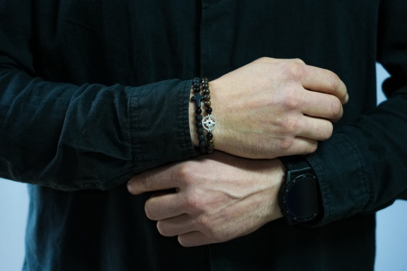 Srebrna bransoletka dla mężczyzny róża wiatrów.jpg