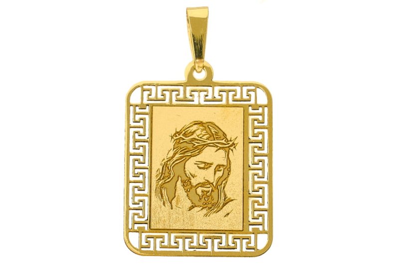 zawieszka złoty medalik jezus w koronie.jpg