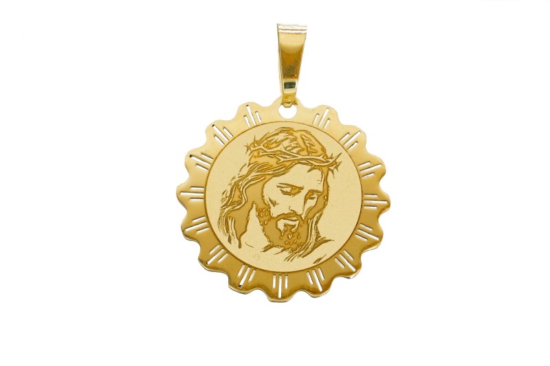 Zawieszka złota Jezus w koronie cierniowej.jpg