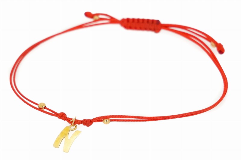 bransoletka literka alfabetu złote kulki.jpg