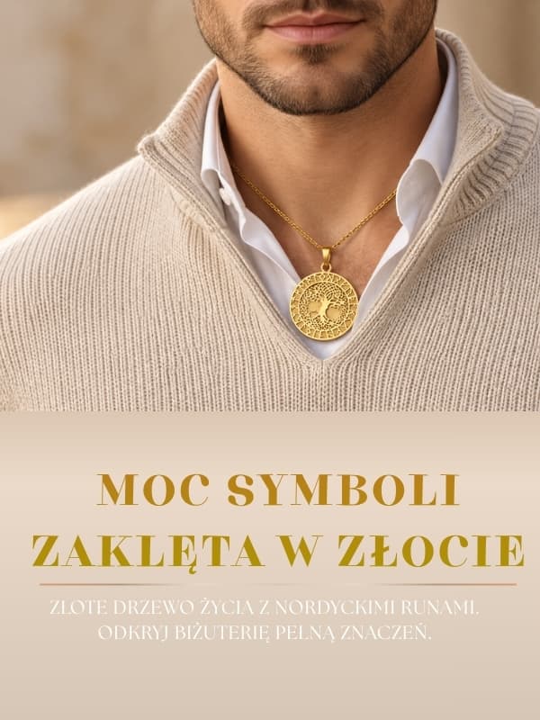 Złote Drzewo Życia z Nordyckimi Runami Jubiler Powidzki