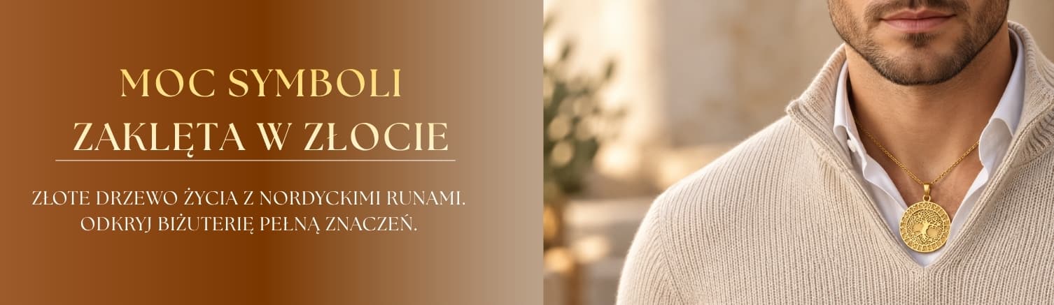 Złote Drzewo Życia z Nordyckimi Runami Jubiler Powidzki